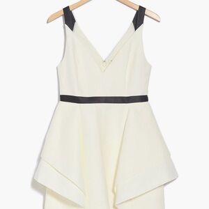 NWT🌟 Halston Heritage Cream Mini Dress w/ Black Trim Elegant Collection - Size 4